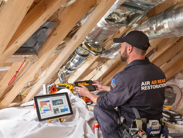 Norton Air Duct Cleaning technician performing precise duct repair work in Norton