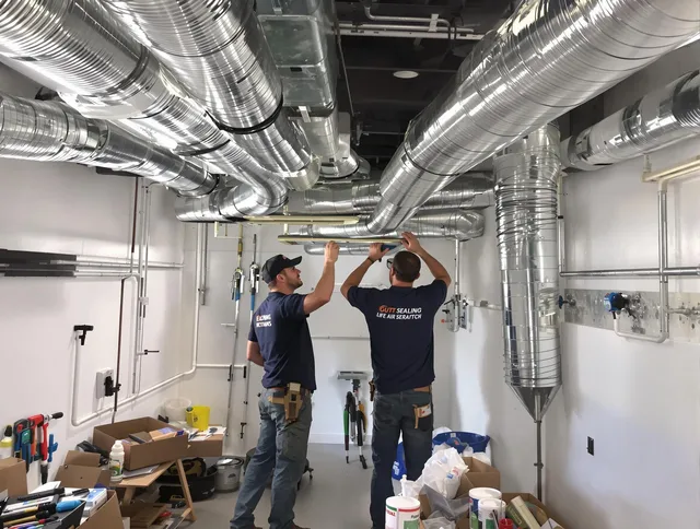Norton Air Duct Cleaning technician applying professional duct sealing solutions in Norton