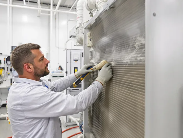 Norton Air Duct Cleaning technician performing precision commercial coil cleaning at a Norton business