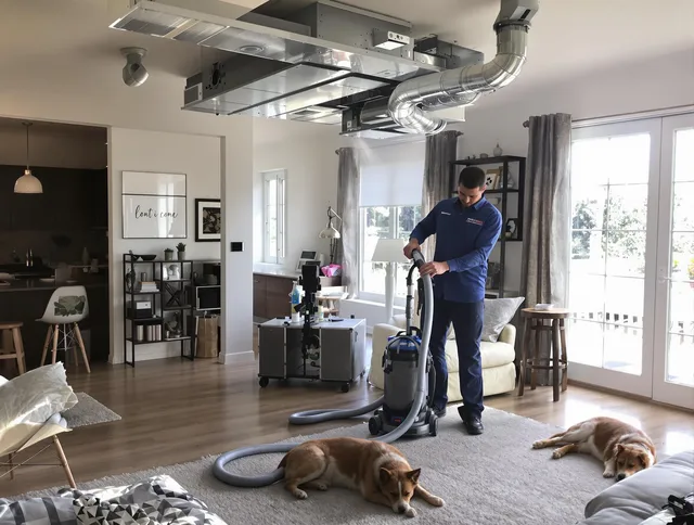 Norton Air Duct Cleaning technician performing detailed indoor duct cleaning for improved air quality in Norton