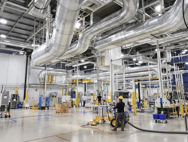 Norton Air Duct Cleaning team performing comprehensive industrial duct cleaning at a large facility in Norton